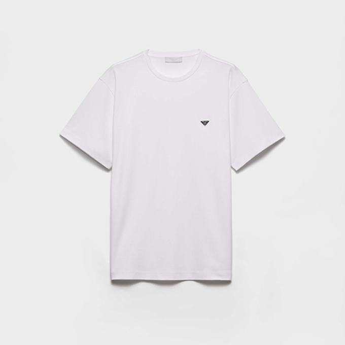 prada triangle logo liquid ammonia cotton short sleeve t shirt